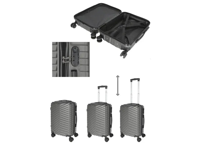 Moderner Handgepäck-Koffer aus ABS in Anthrazit, Ideal für Flugreisen TK Gruppe® Grosshandel 