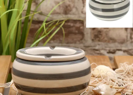 Moderner Sturmaschenbecher in Grau-Weiß - Stilvolles Raucherzubehör, 13,5 cm TK Gruppe® Grosshandel 