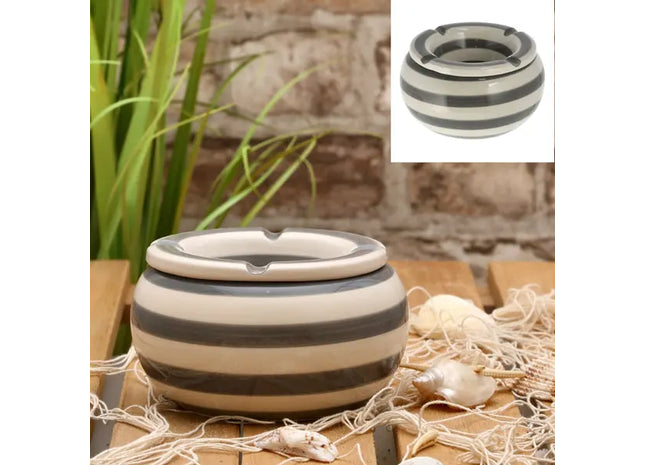 Moderner Sturmaschenbecher in Grau-Weiß - Stilvolles Raucherzubehör, 13,5 cm TK Gruppe® Grosshandel 