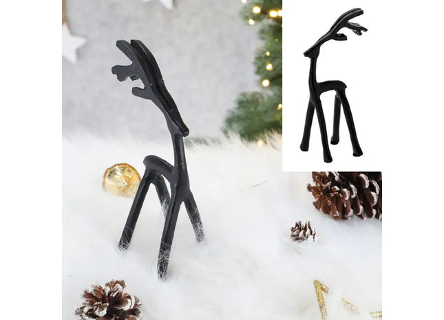 Modernes Rentier in Schwarz, ca. 17 cm hoch - Elegante Dekofigur TK Gruppe® Grosshandel 