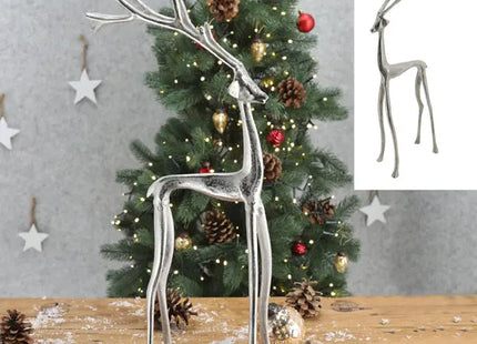 Modernes Rentier in Silber, Dekofigur, ca. 60 cm Höhe – Elegante Weihnachtsdeko TK Gruppe® Grosshandel 