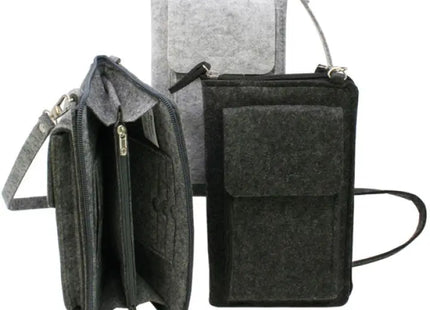 Modische Filz-Schultertasche, 3 Farben: Hellgrau und Grau TK Gruppe® Grosshandel 