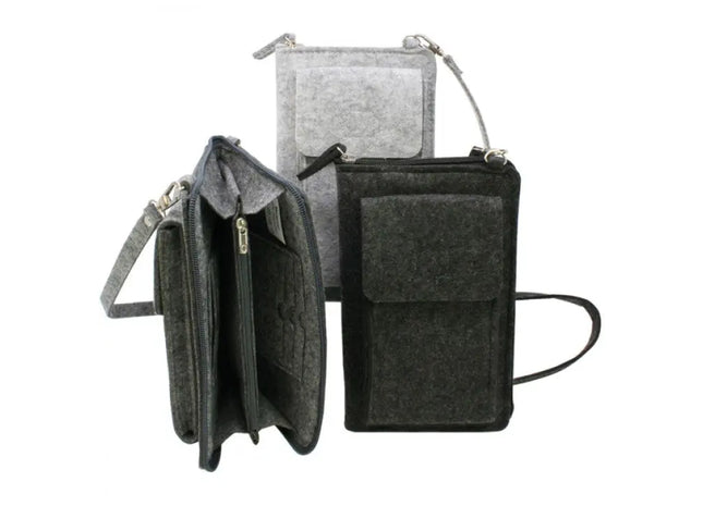 Modische Filz-Schultertasche, 3 Farben: Hellgrau und Grau TK Gruppe® Grosshandel 