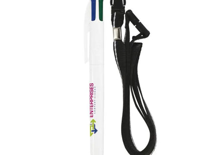 Modischer BIC 4-Farben Kugelschreiber mit praktischem Lanyard TK Gruppe® Grosshandel 