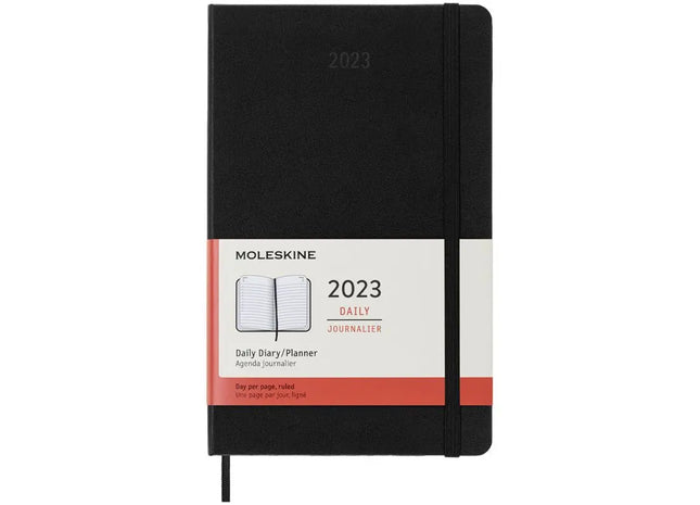 Moleskine 12M Hardcover Tageskalender L - Schwarz, Premium Planer TK Gruppe® Grosshandel 