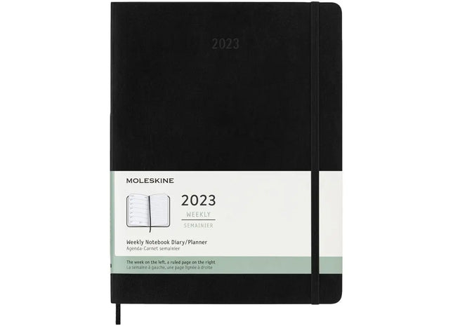 Moleskine 12M Softcover Wochenkalender XL - Schwarz, Premium Planer TK Gruppe® Grosshandel 