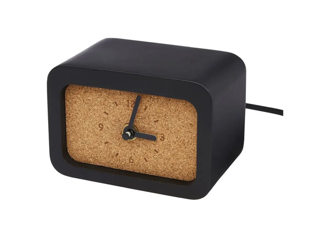 Momento Kalkstein Tischuhr mit kabelloser Ladefunktion - Schwarz TK Gruppe® Grosshandel 