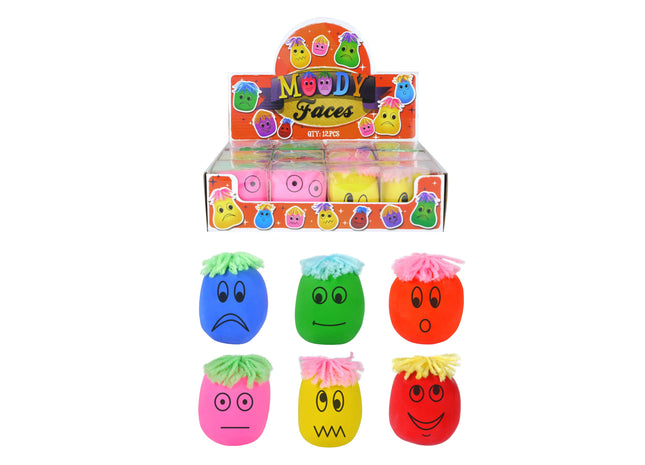 Moody Squeeze Face Stressball, 6cm – Weiches, quetschbares Anti-Stress-Spielzeug TK Gruppe® Grosshandel 