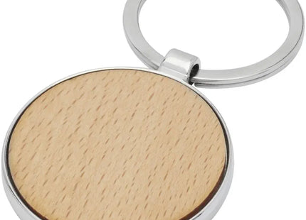 Moreno Schlüsselanhänger aus Buchenholz - Rundes Design, Naturfarben TK Gruppe® Grosshandel 