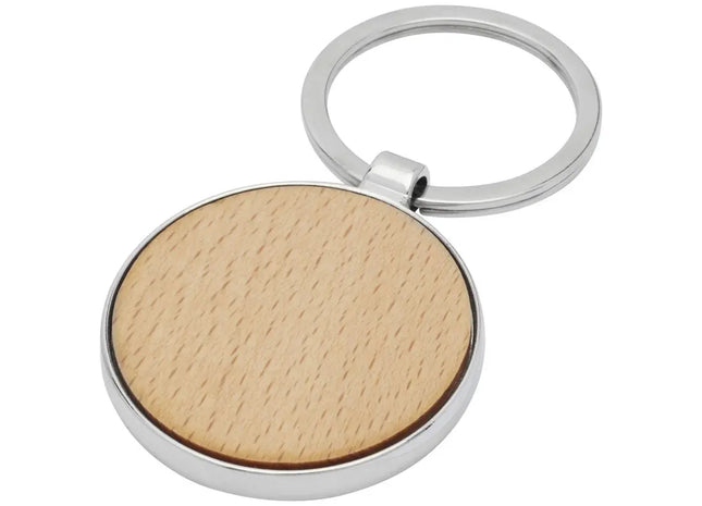 Moreno Schlüsselanhänger aus Buchenholz - Rundes Design, Naturfarben TK Gruppe® Grosshandel 