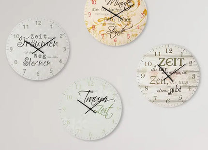 Motivations-Wanduhren mit Sprüchen, 4er-Set, Durchmesser ca. 45 cm - Dekorative Zeitmesser TK Gruppe® Grosshandel 