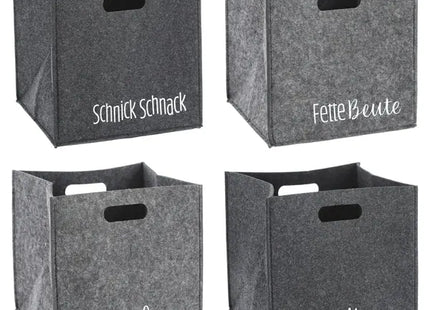 Motivierende Filz-Aufbewahrungsboxen, 4er-Set, ca. 28x28cm, Mit Sprüchen TK Gruppe® Grosshandel 