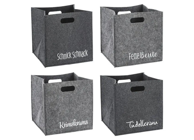 Motivierende Filz-Aufbewahrungsboxen, 4er-Set, ca. 28x28cm, Mit Sprüchen TK Gruppe® Grosshandel 
