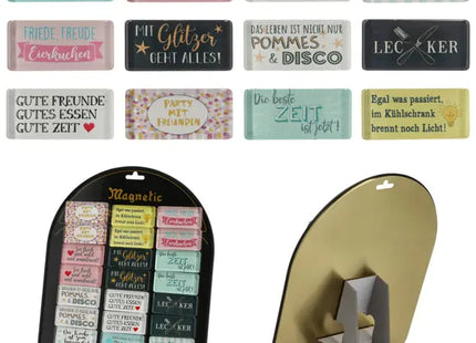 Motivierende Magneten mit Sprüchen - 12 Stück, Rechteckig, 3x6cm TK Gruppe® Grosshandel 