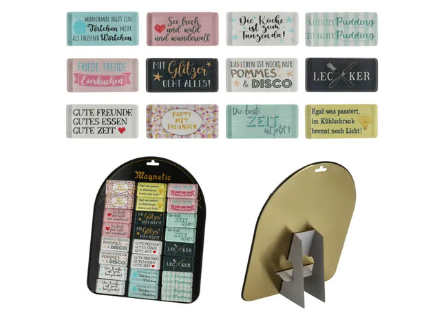 Motivierende Magneten mit Sprüchen - 12 Stück, Rechteckig, 3x6cm TK Gruppe® Grosshandel 