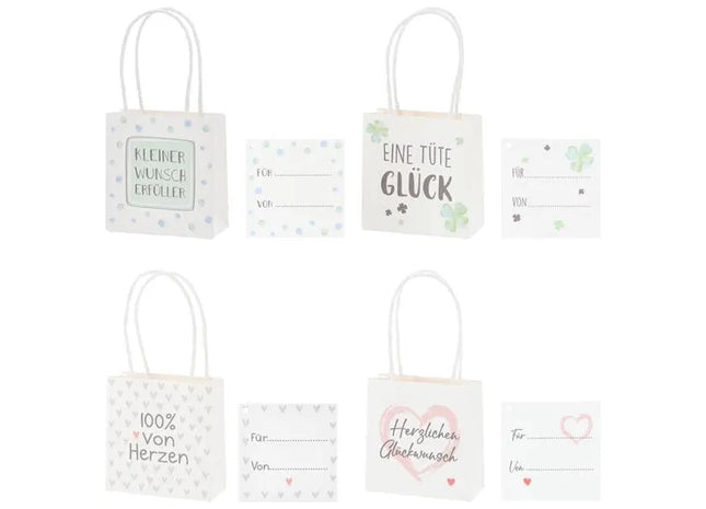 Motivierende Sprüche Geschenktüten, 4er-Set, ca. 10x10cm - Ideal für Kleinigkeiten TK Gruppe® Grosshandel 