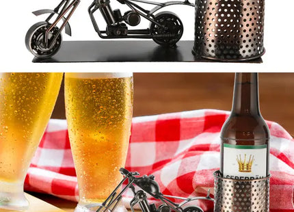 Motorrad Bierflaschenhalter, ca. 23cm Länge - Einzigartiger Dekorativer Getränkehalter TK Gruppe® Grosshandel 