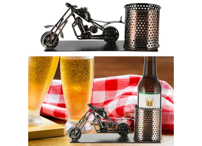 Motorrad Bierflaschenhalter, ca. 23cm Länge - Einzigartiger Dekorativer Getränkehalter TK Gruppe® Grosshandel 