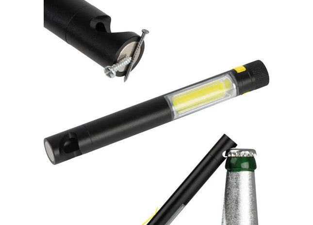 Multifunktionale COB Taschenlampe mit Flaschenöffner - gelb Praktisches LED Licht für Outdoor TK Gruppe® Grosshandel 