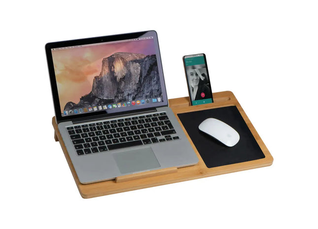 Multifunktionale Laptopunterlage mit Mousepad & Handyhalter - Beige TK Gruppe® Grosshandel 