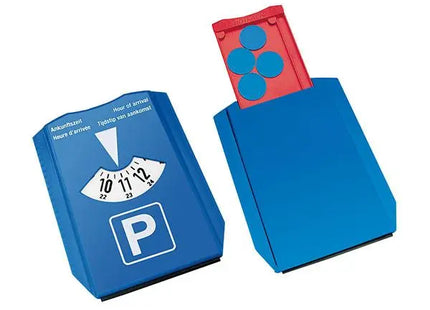 Multifunktionale Parkscheibe mit Notfach und Chip – Blau TK Gruppe® Grosshandel 