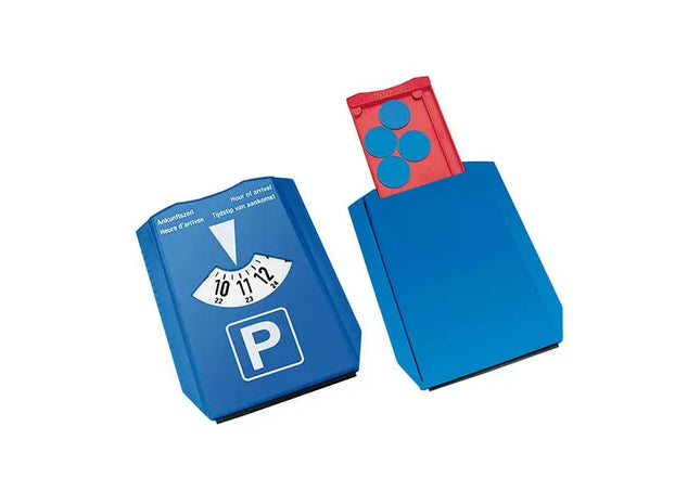 Multifunktionale Parkscheibe mit Notfach und Chip – Blau TK Gruppe® Grosshandel 