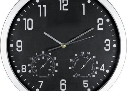 Multifunktionale Wanduhr - Hygrometer, Thermometer, Elegantes Schwarz, 30 cm TK Gruppe® Grosshandel 