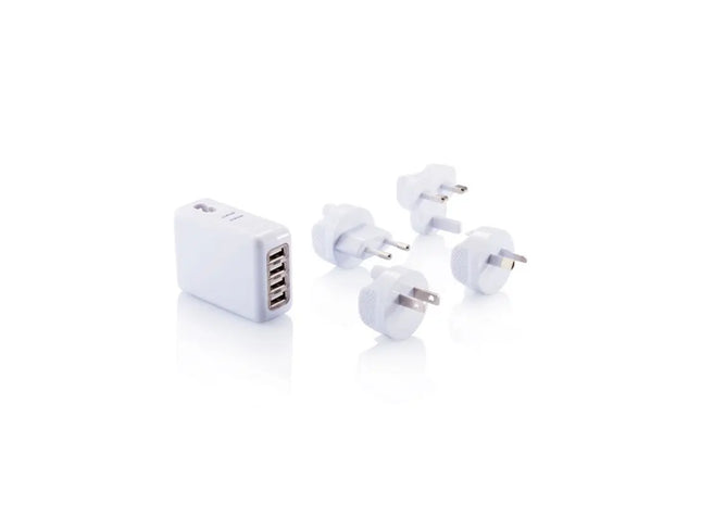 Multifunktionaler Reiseadapter mit 4 USB-Ports - Vielseitig - Weiß TK Gruppe® Grosshandel 
