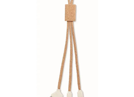Multifunktionales 3in1 Ladekabel Kork CABIE - beige Vielseitiges Ladegerät für unterwegs TK Gruppe® Grosshandel 