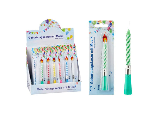 Musikalische Geburtstagskerzen, 6 Farben sortiert, Melodische Feier, 6er-Pack TK Gruppe® Grosshandel 