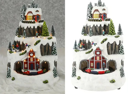 Musikalisches LED-Bergwinterlandschaft, Stimmungsvolle Feiertagsdeko, 26x34cm TK Gruppe® Grosshandel 