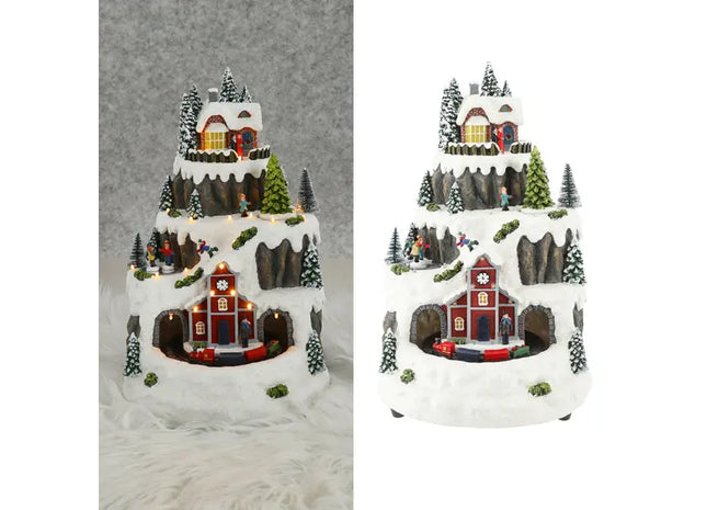Musikalisches LED-Bergwinterlandschaft, Stimmungsvolle Feiertagsdeko, 26x34cm TK Gruppe® Grosshandel 