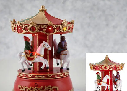 Musikalisches LED Winter-Karussell, Beleuchtete Festtagsdeko, 13x19cm TK Gruppe® Grosshandel 