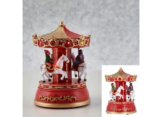 Musikalisches LED Winter-Karussell, Beleuchtete Festtagsdeko, 13x19cm TK Gruppe® Grosshandel 