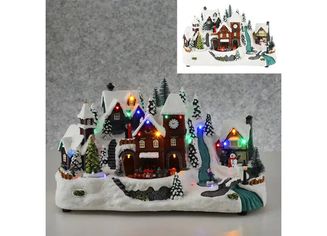 Musikalisches LED-Winterdorf, Bezaubernde Feiertagsdekoration, 38x21cm TK Gruppe® Grosshandel 