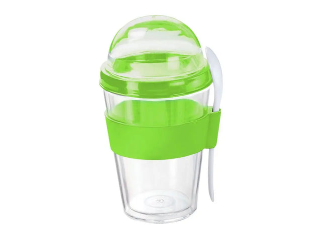 Müslibecher mit Löffel 350 ml, Transparent – Ideal für Unterwegs & Büro TK Gruppe® Grosshandel 