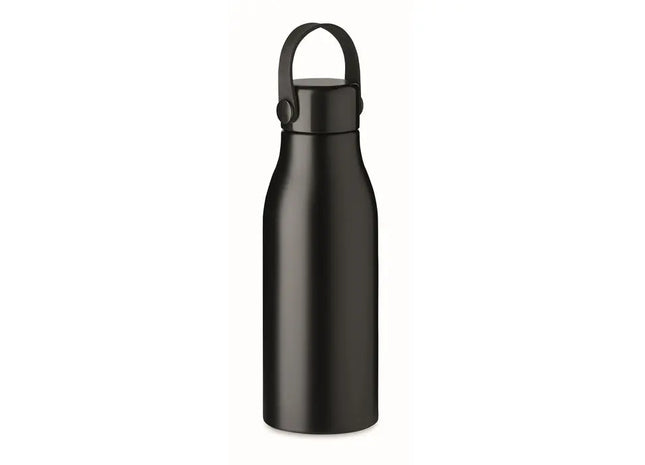 NAIDON Schwarze Aluminium-Trinkflasche, 650 ml, Sportlich & Elegant TK Gruppe® Grosshandel 