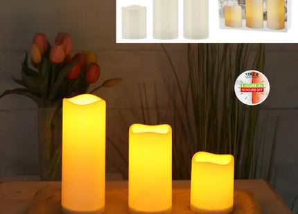 NEU! LED Außenkerzen-Set, 3-teilig mit Timerfunktion TK Gruppe® Grosshandel 