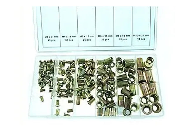 NIETMUTTERN SORTIMENT: Nietmutternsortiment - Sortierter Satz von Gewindeeinsätzen für Nietmuttern TK Gruppe® Grosshandel 