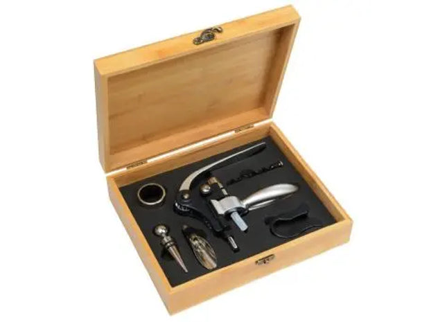 NOBLE WINE Deluxe Weinset - Braun & Silber, Elegantes Wein-Accessoire-Set TK Gruppe® Grosshandel 