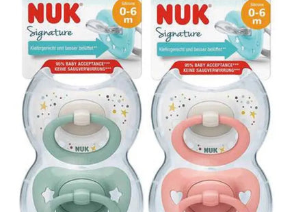 NUK Signature Neugeborenen Schnuller, Größe 1, 0-6 Monate - 2er-Pack Baby Beruhigungssauger TK Gruppe® Grosshandel 