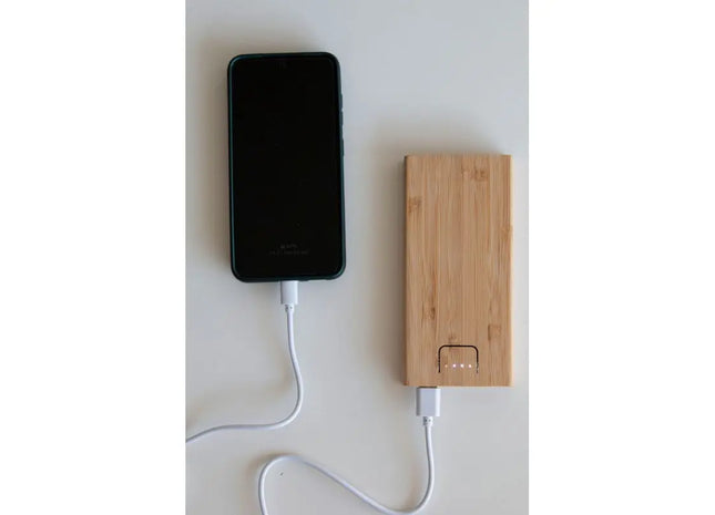 Nachhaltige Powerbank BAMBOO ENERGY - Braun, Umweltfreundlicher Tragbarer Akku TK Gruppe® Grosshandel 