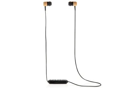 Nachhaltige kabellose Bambus-Ohrhörer - Braun & Schwarz Drahtlose Bluetooth-Kopfhörer TK Gruppe® Grosshandel 