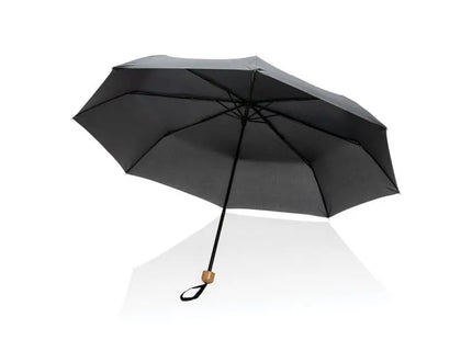 Nachhaltiger Mini-Schirm mit Bambusgriff, 20.5 Zoll - Impact AWARE™ Schwarz TK Gruppe® Grosshandel 