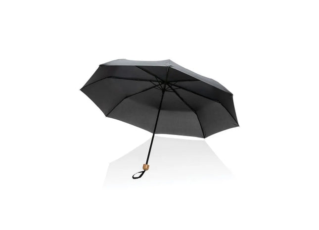 Nachhaltiger Mini-Schirm mit Bambusgriff, 20.5 Zoll - Impact AWARE™ Schwarz TK Gruppe® Grosshandel 