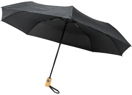 Nachhaltiger Schutz: Bo 21 Automatik Kompaktregenschirm aus recyceltem PET-Kunststoff in elegantem Schwarz TK Gruppe® Grosshandel 