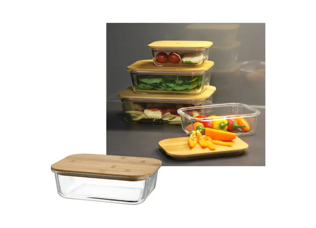 Nachhaltiger Vorratsbehälter mit Bambusdeckel, 1,2 Liter Fassungsvermögen TK Gruppe® Grosshandel 