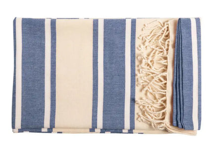 Yistal Strandtuch - Blau/Natur, Weiches und Saugfähiges Handtuch, Premium Strandzubehör TK Gruppe® Grosshandel 