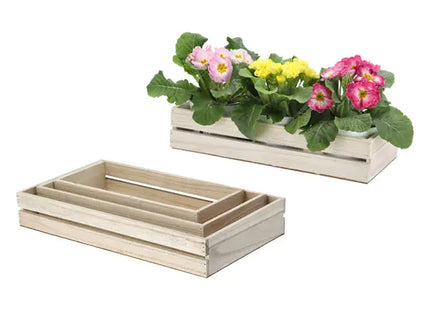 Naturbelassenes Holzkisten-Trio, rechteckig - Set aus 3 Stück TK Gruppe® Grosshandel 
