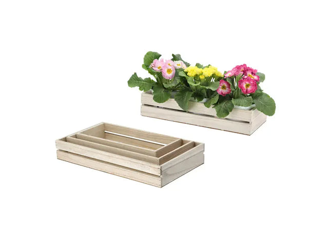 Naturbelassenes Holzkisten-Trio, rechteckig - Set aus 3 Stück TK Gruppe® Grosshandel 